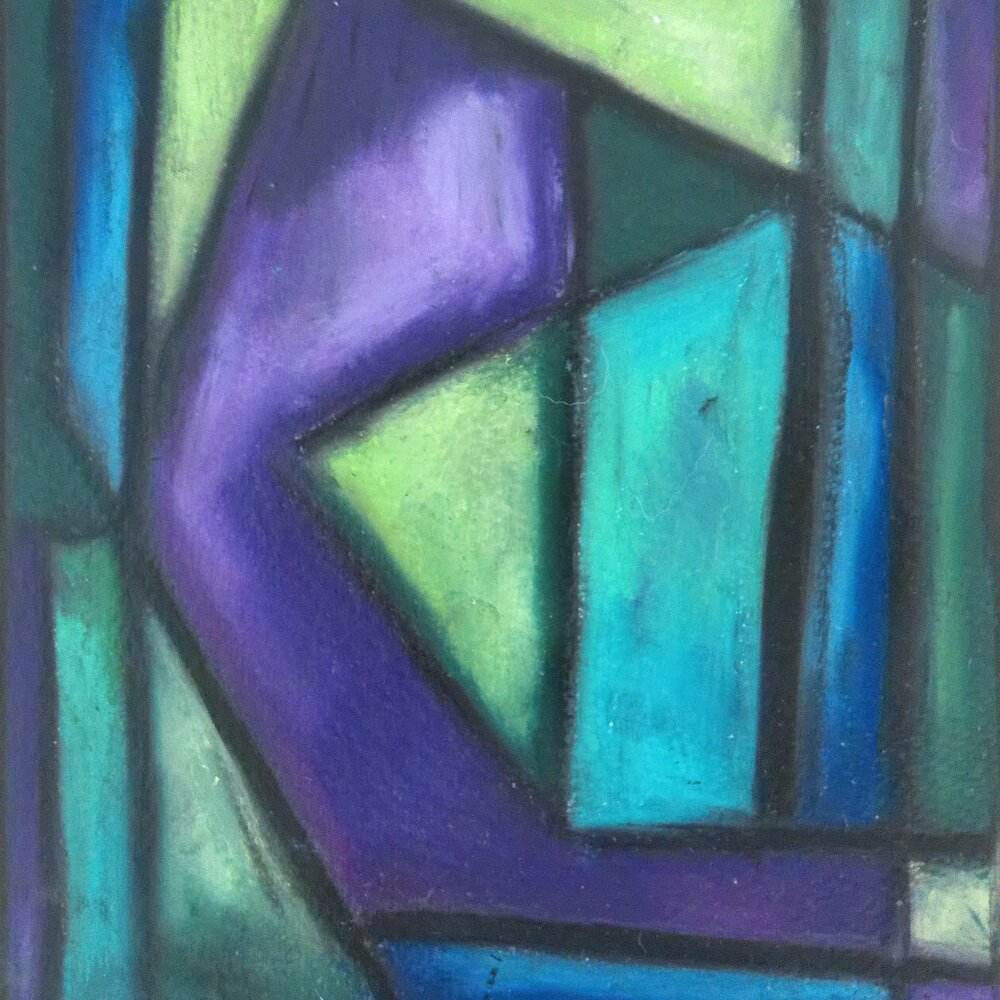 Painting By Rachael Potter "Purple Stained Glass #1/3" Original - An ONLY